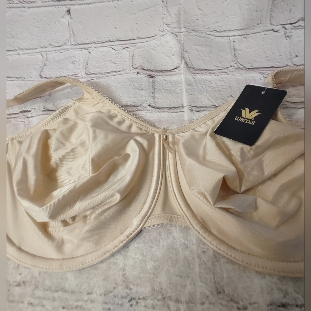 Wacoal Basic Beauty Satin Unlined Underwire Beige Bra 38DDD NWT - Picture 13 of 14